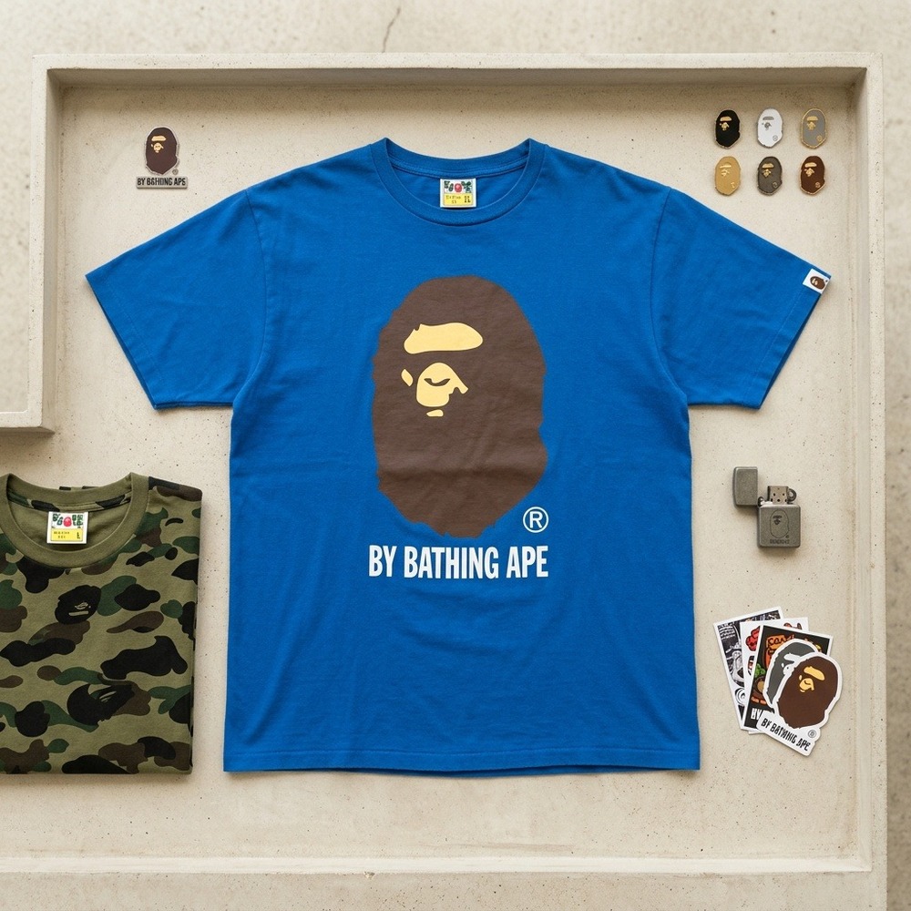 A Bathing Ape BAPE T-Shirt Men XL Blue By Bathing Ape Big Head Graphic Authentic